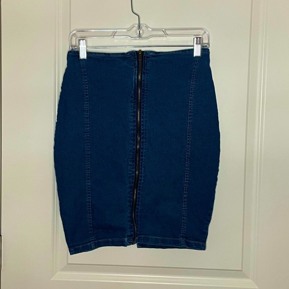 Medium Wash Denim Midi Skirt - Picture 1 of 5